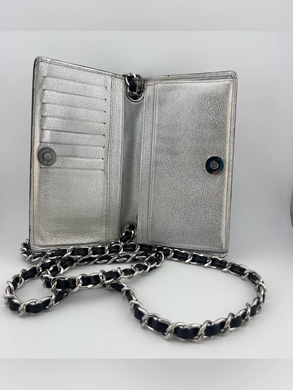Vintage CHANEL Black Leather Wallet on Chain from 2009-2010. - Picture 4 of 16